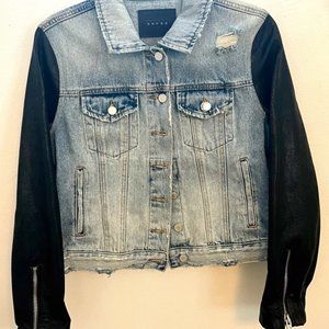 BLANK NYC denim and faux leather jacket in size S.